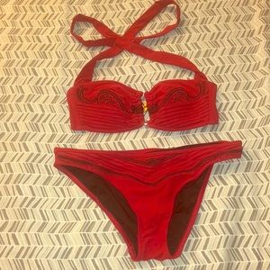 VICTORIAS SECRET red two piece swim suit